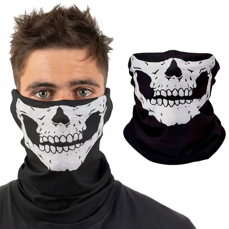 2024 New Halloween Mask Horror Skull Chin Mask Scarf Skeleton Set Performance Party Dress Up New Cosplay Mask Show Parties Props