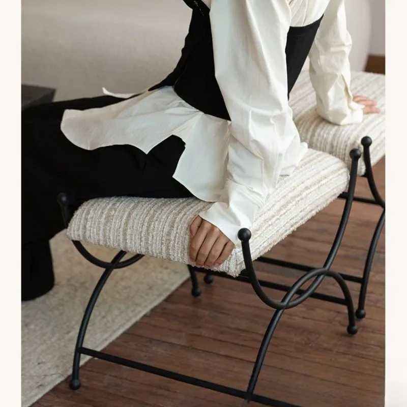 مقعد UU عتيق لمشاهير الإنترنت، مقعد فرنسي عتيق لتغيير الأحذية، حقيبة معدنية ناعمة، دواسة قدم، أريكة صغيرة #5