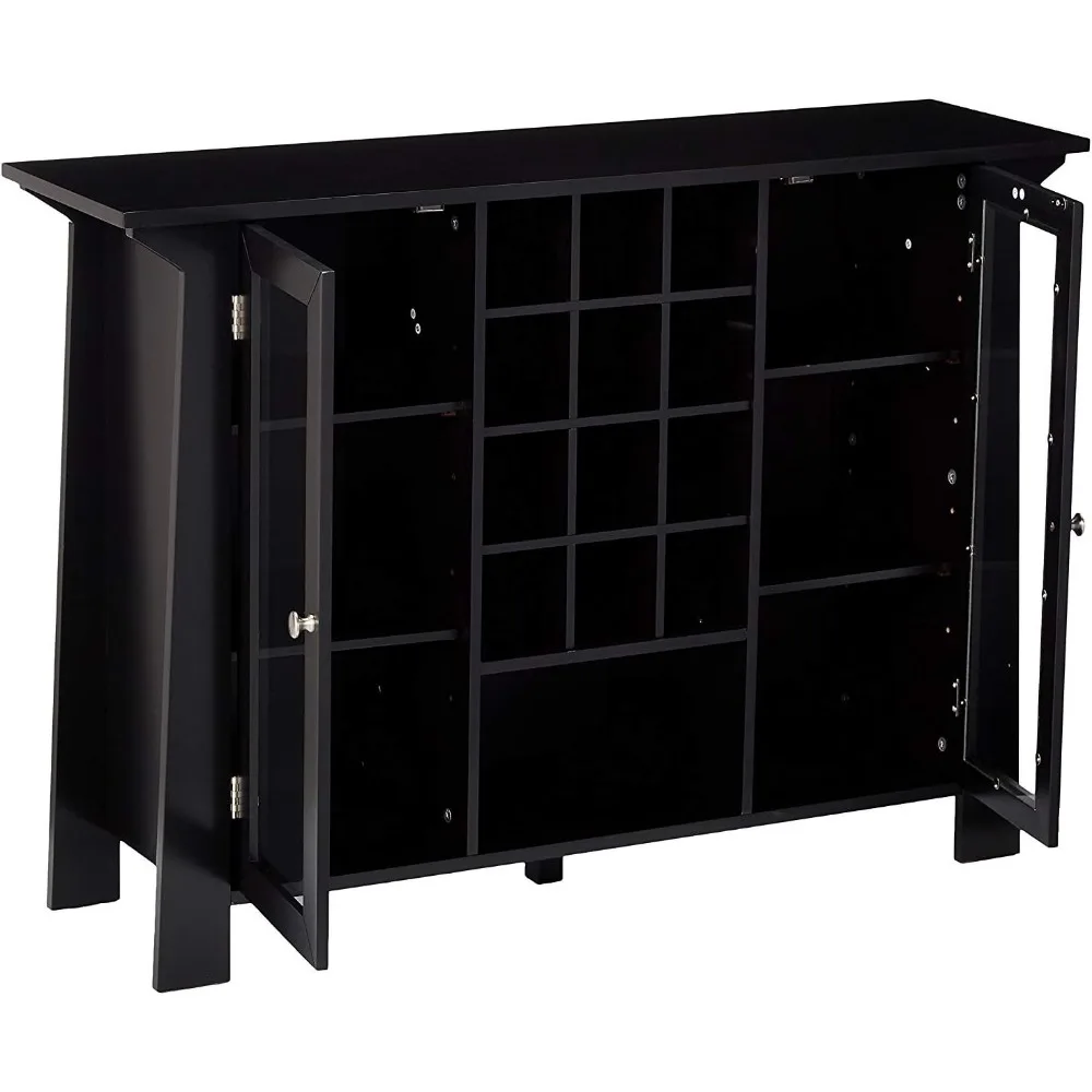 Kings Brand Furniture Matanuska Wood prasmanan Bar kabinet dengan penyimpanan anggur, HITAM