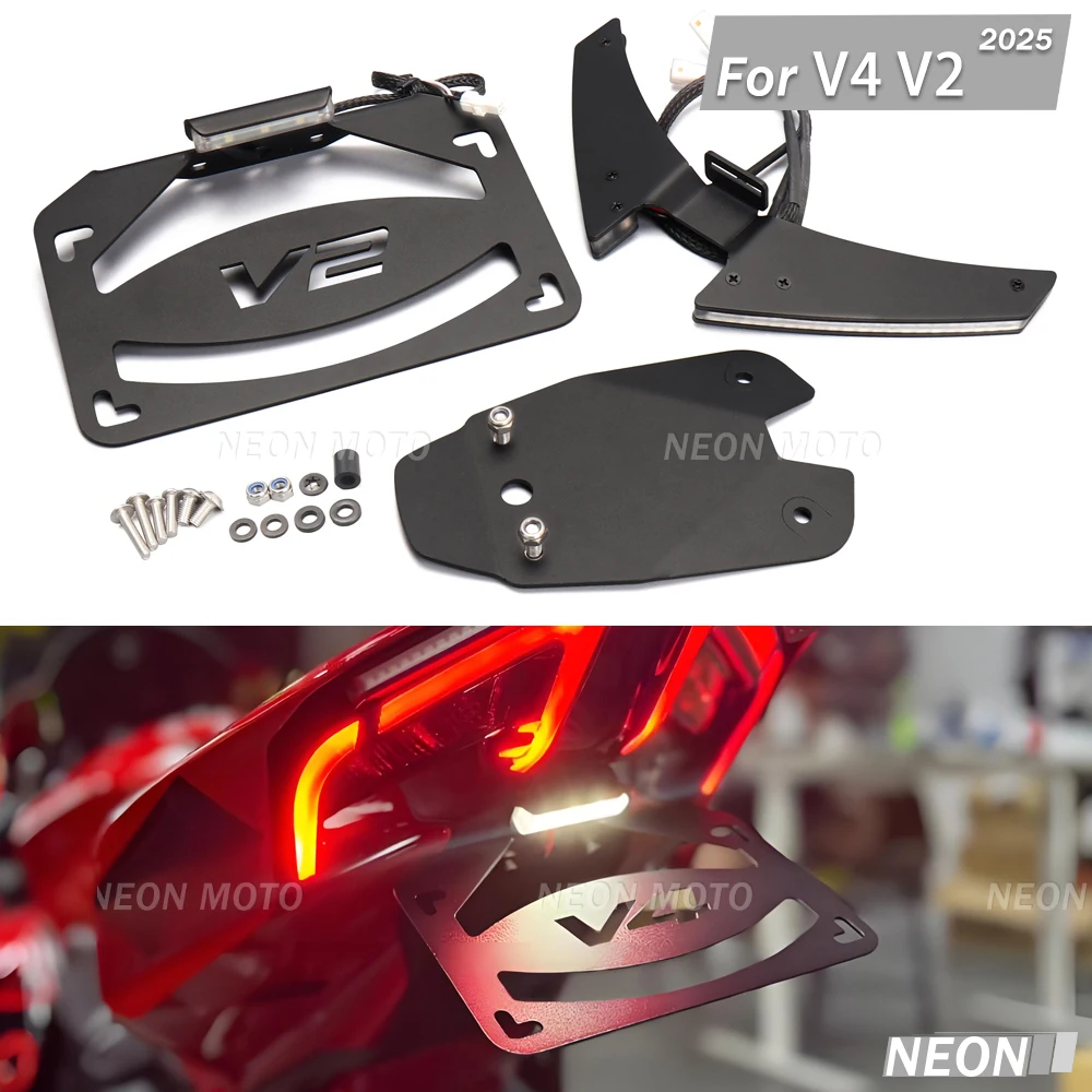 

New Fender Eliminator Bracket With LED License Plate Holder Motorcycle For Ducati Panigale V2 V4 S Streetfighte V2 V4 2025