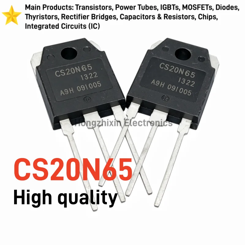 10PCS New/Original CS20N65A TO-247 N-Channel MOSFET 650V 20A CS20N65 Power Transistor for Inverter Switching Power Supply