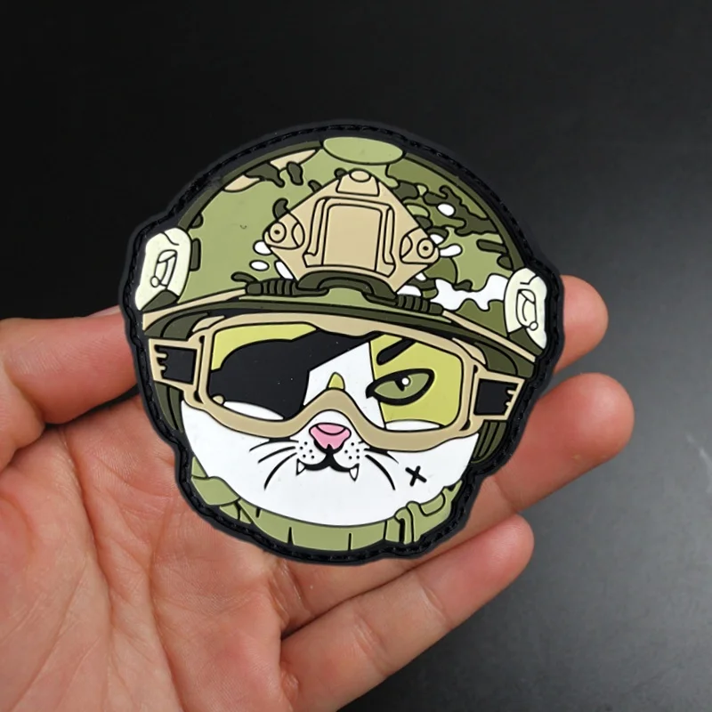 

3D PVC Tactical Cat Patch Military Morale Badge Hook Loop Patches Backpack Sticker for Clothes Army Armband