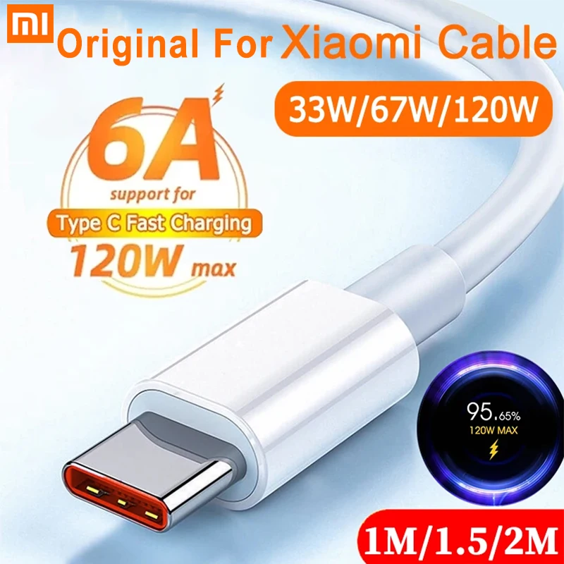 Xiaomi Original 120W 90W Charger Cable Usb Type C 6A Turbo Charge Wire For Mi 17 Pro Max 14 13 Ultra Poco F8 F6 M6 Redmi Note 15