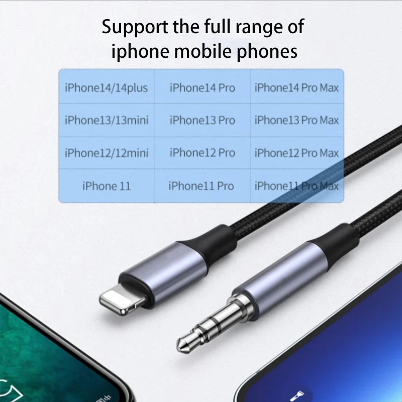 Adaptador de Cable auxiliar para iPhone 12, 13, 14 Pro, Conector de auriculares, divisor de Audio, accesorios para teléfono