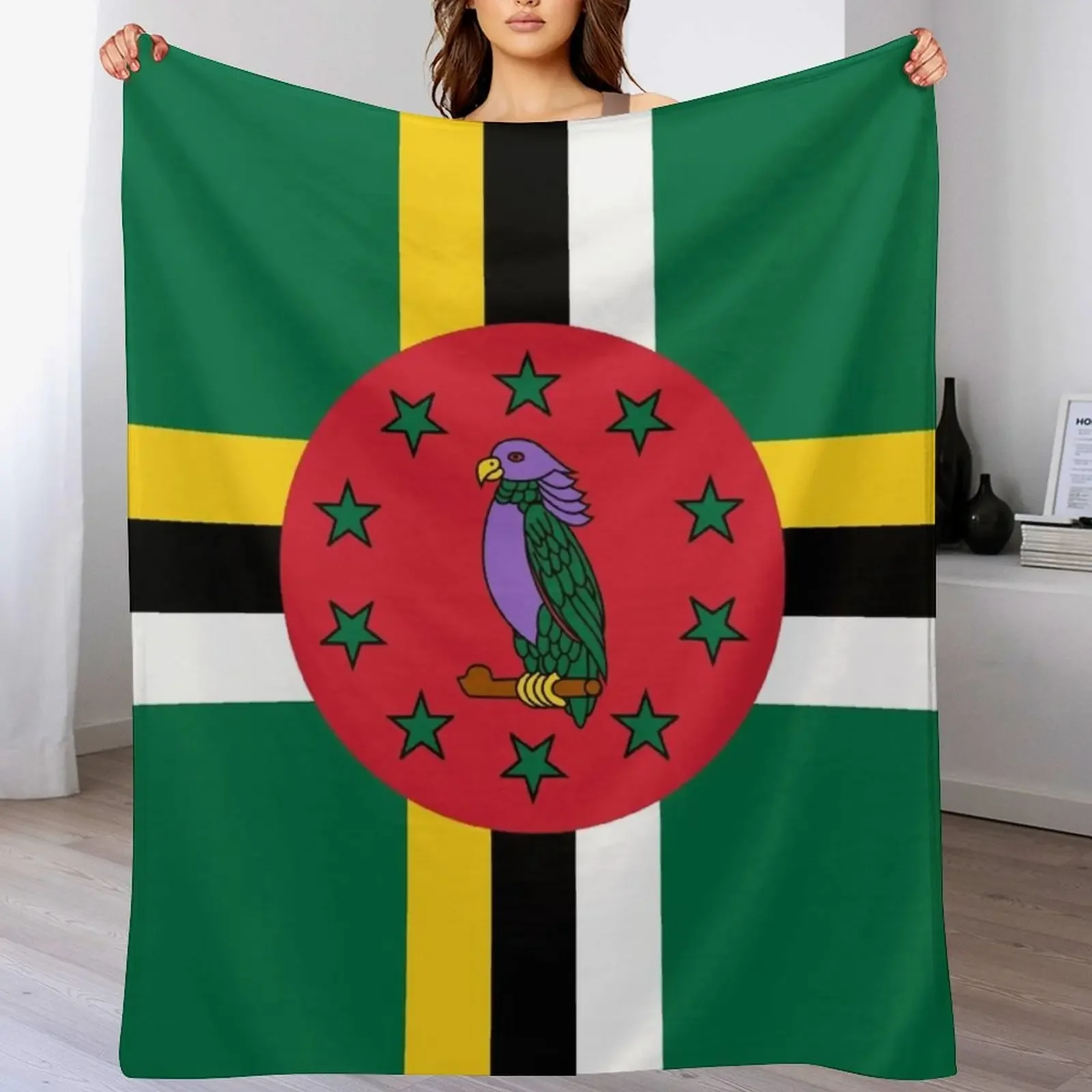 Flag of Dominica Throw Blanket Tourist christmas decoration Blankets