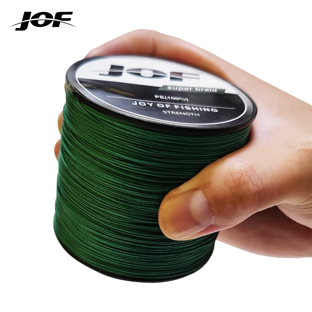 JOF สายตกปลา 4 Strands 8LB-80LB 300M 500M 1000M PE สายถัก Braided Super Strong Linha multifilamento pesca 9 สีปลาคาร์พ