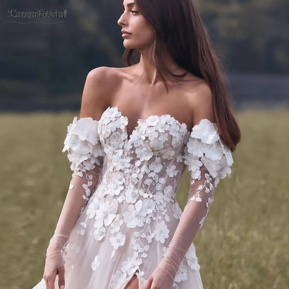 

3D Lace Flowers Wedding Sleeves Long Detachable Fashion Romantic Flowers Fingerless Gloves DG166