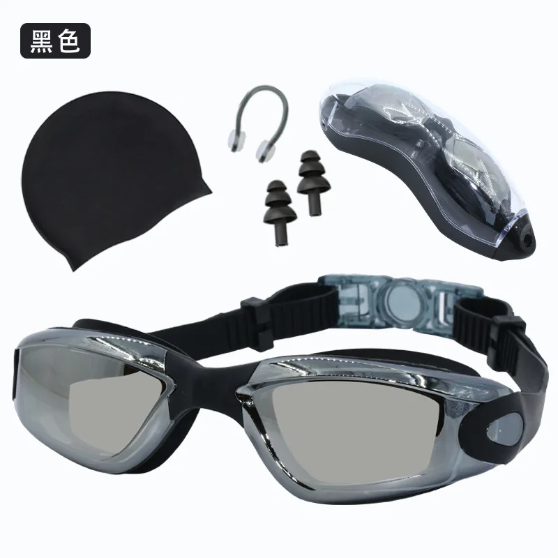 4Pcs/set Swimming Goggles for Men Women Anti-Fog Waterproof Silicone Adjust Plating Swim Pool Eyewear Adults Diving Glasses