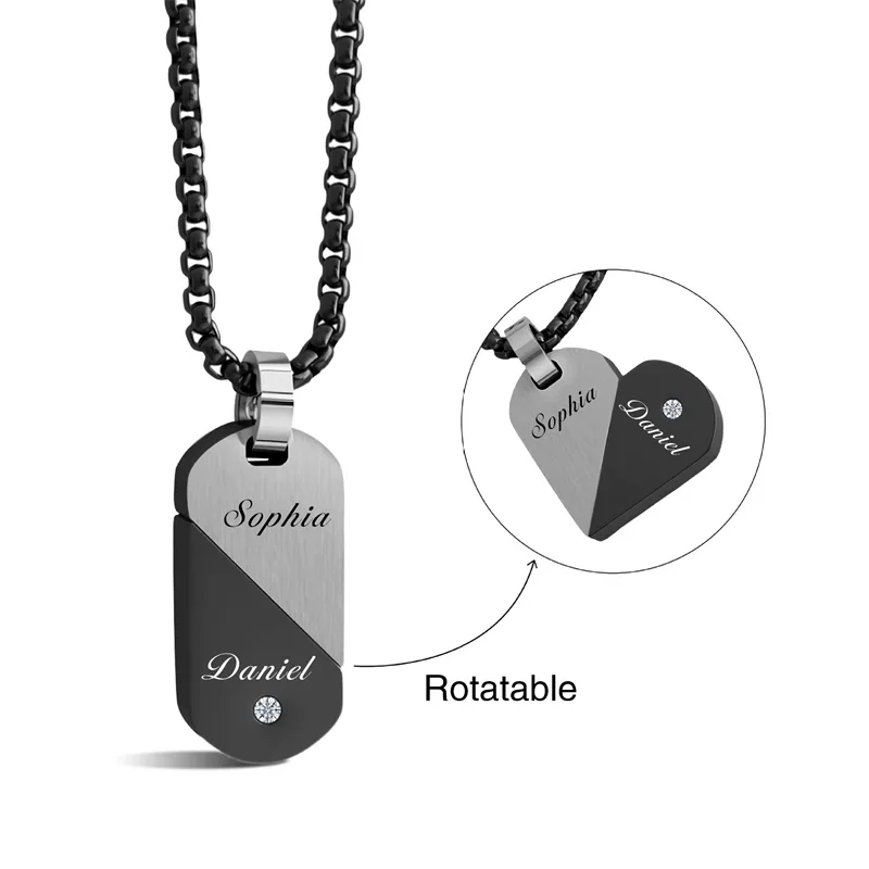 مخصص القلب قلادة للنساء شخصية القلب لغز مطابقة القلائد الفولاذ المقاوم للصدأ مخصص النقش اسم/تاريخ قلادة