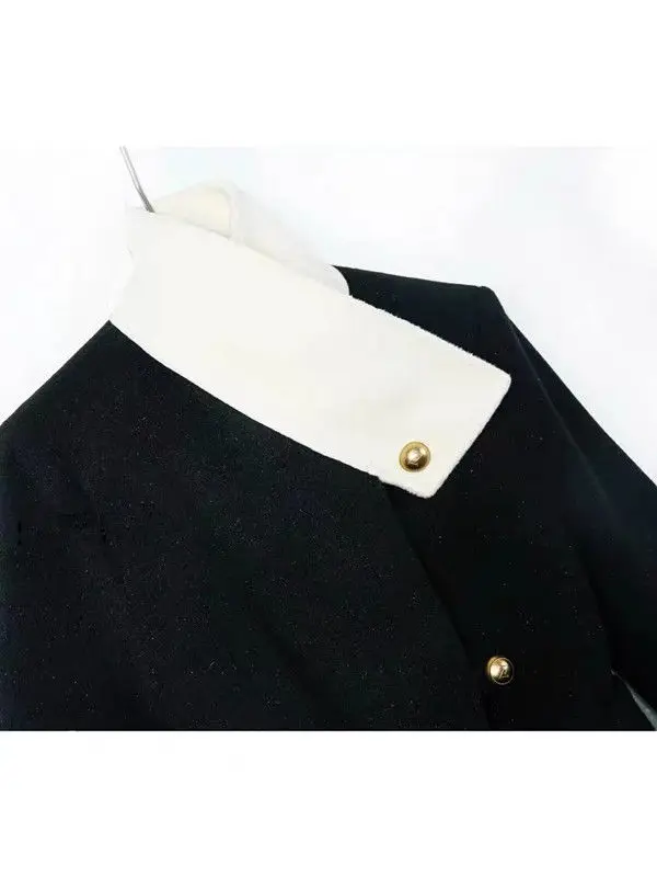 Korean Elegant Woolen Coat Women Long Sleeve Fashion Vintage Jackets Solid Slim Button V Neck New Autumn Winter Coats