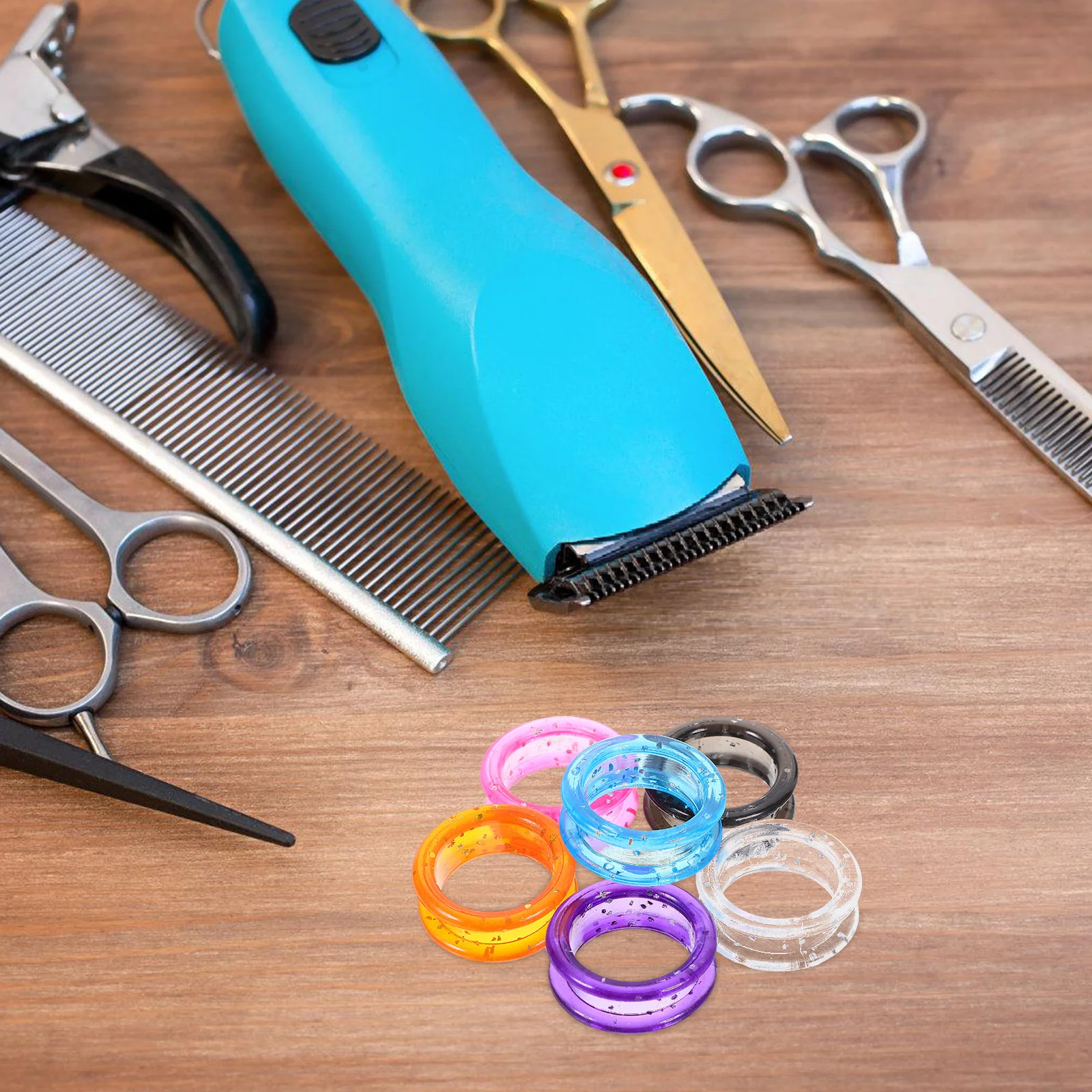 

12pcs Hairdressing Scissor Finger Ring Silicone Protector Comfortable Pet Grooming Barber Tool Durable Quality