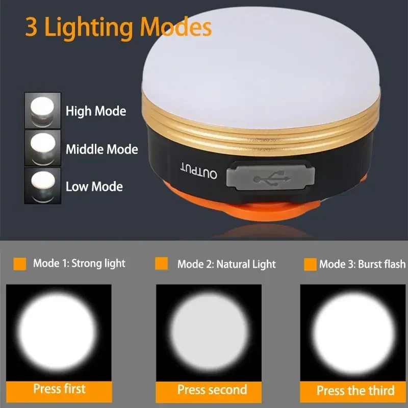 10W LED Portable Camping Light Built-in 1800mAh Battery USB Rechargeable Tent Lantern Outdoor Hiking Night Hanging Camping Lamp