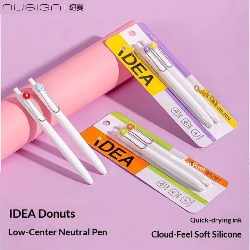 Deli Nusign Donut Ballpoint Pen Low Center of Gravity Writing Stationery Quick Drying 0.5 Black Ink Large Capacity Press Gel Pen
