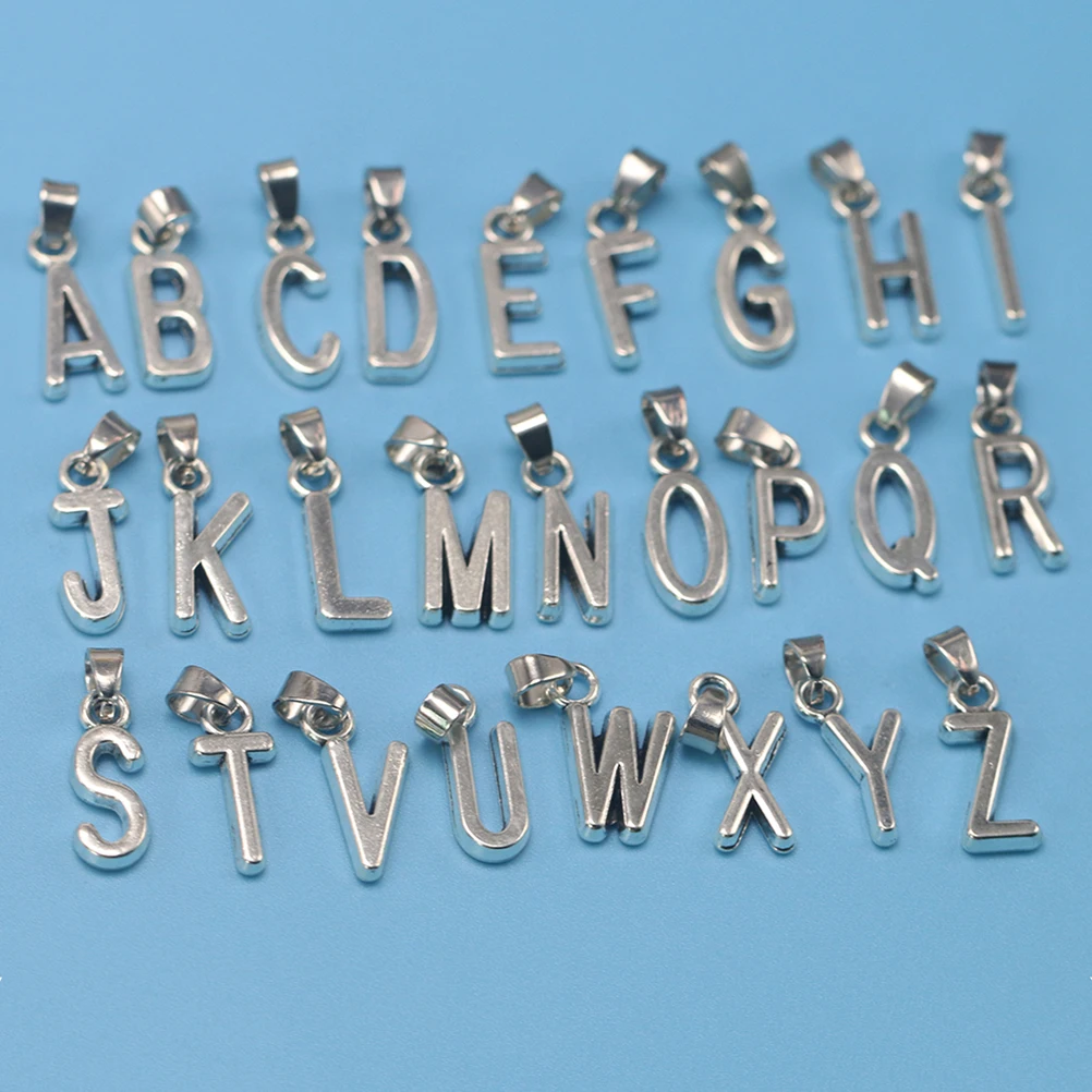 

20pcs Letter Necklace Pendants Alloy DIY Jewelry Making Charms Pendant Set Accessories European Style Silver Color