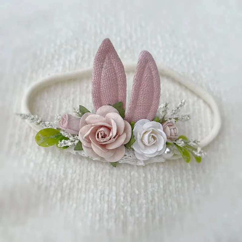 Free Shipping Blush White Bunny Ears Easter Skinny Baby photo Headband hair accessories