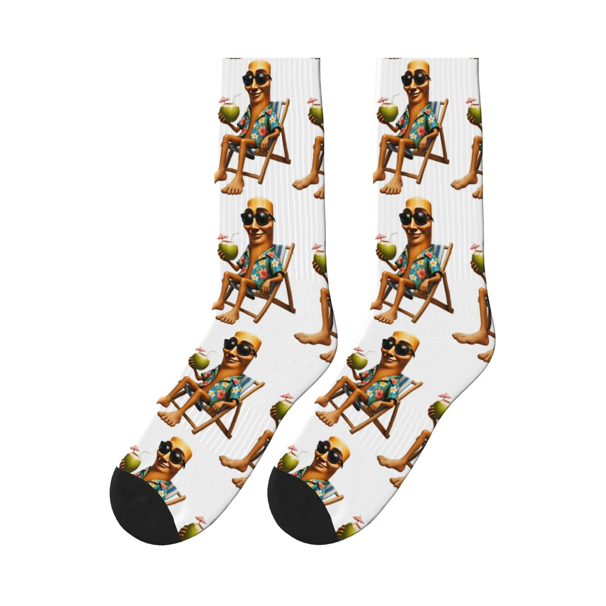 

Brainrot Enjoying Summer Time Coconut Tung Sahur Sunglasses Socks Printed Stockings Anti Men Socks Spring Fashion Running Socks