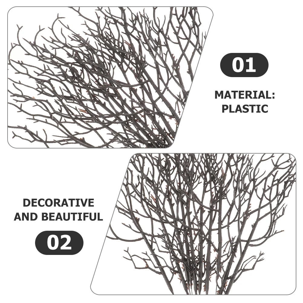 8 Pcs Halloween Simulation 6-forked Black Branch Scene Decoration Artificial Branches Antler Plastic Tree Stems DIY Craft Twigs