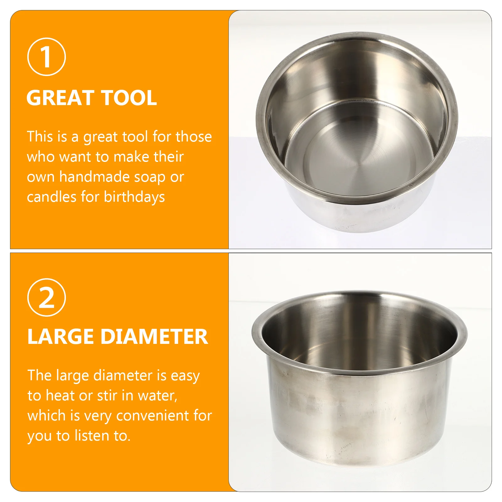 

Soap Melting Pot Stainless Steel Long Handle For Diy Wax Making Melting Container Bowl Hair Removal Tool