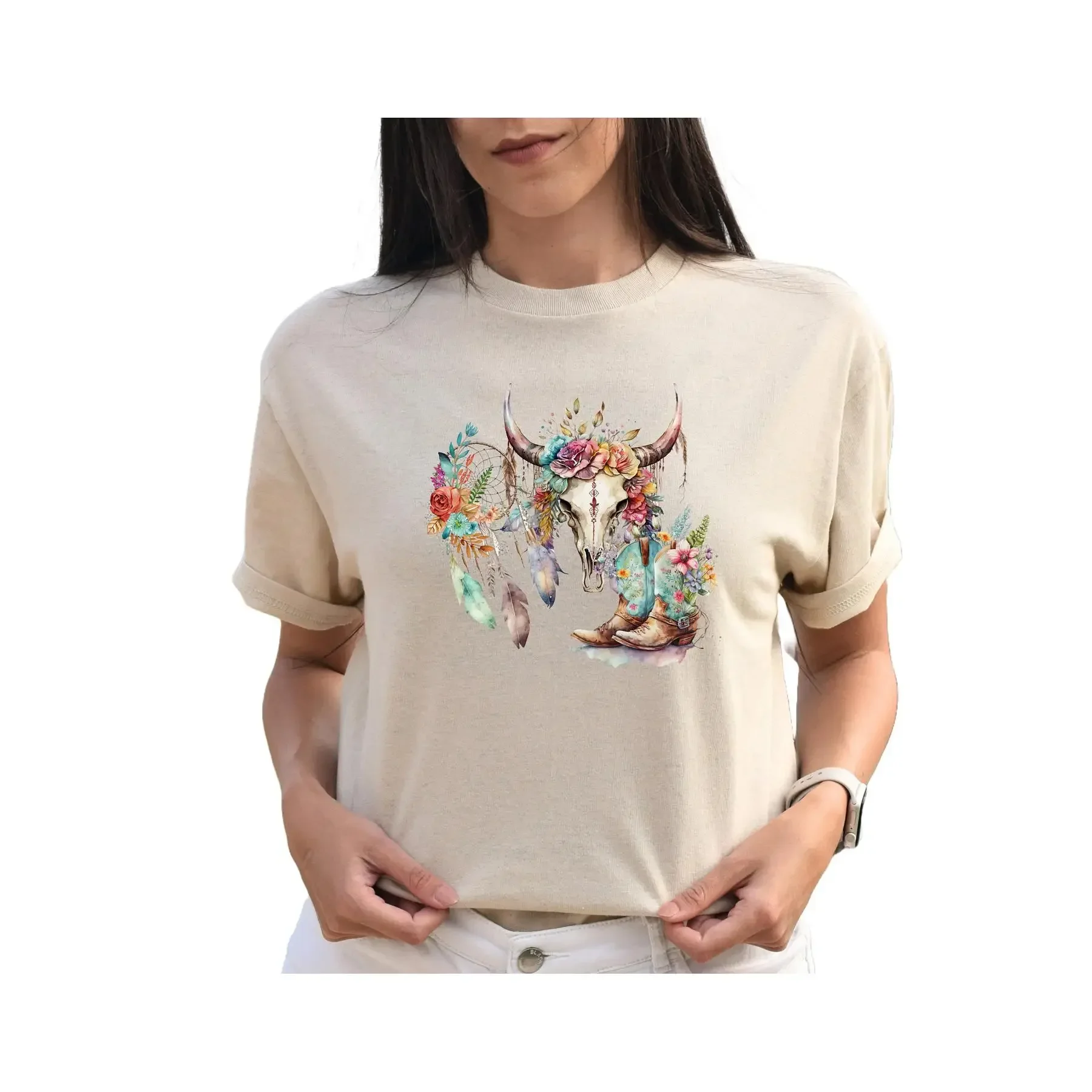 Skull Boots and Dream Catcher T Shirt Tshirt Graphic T s 100 Cotton Tee