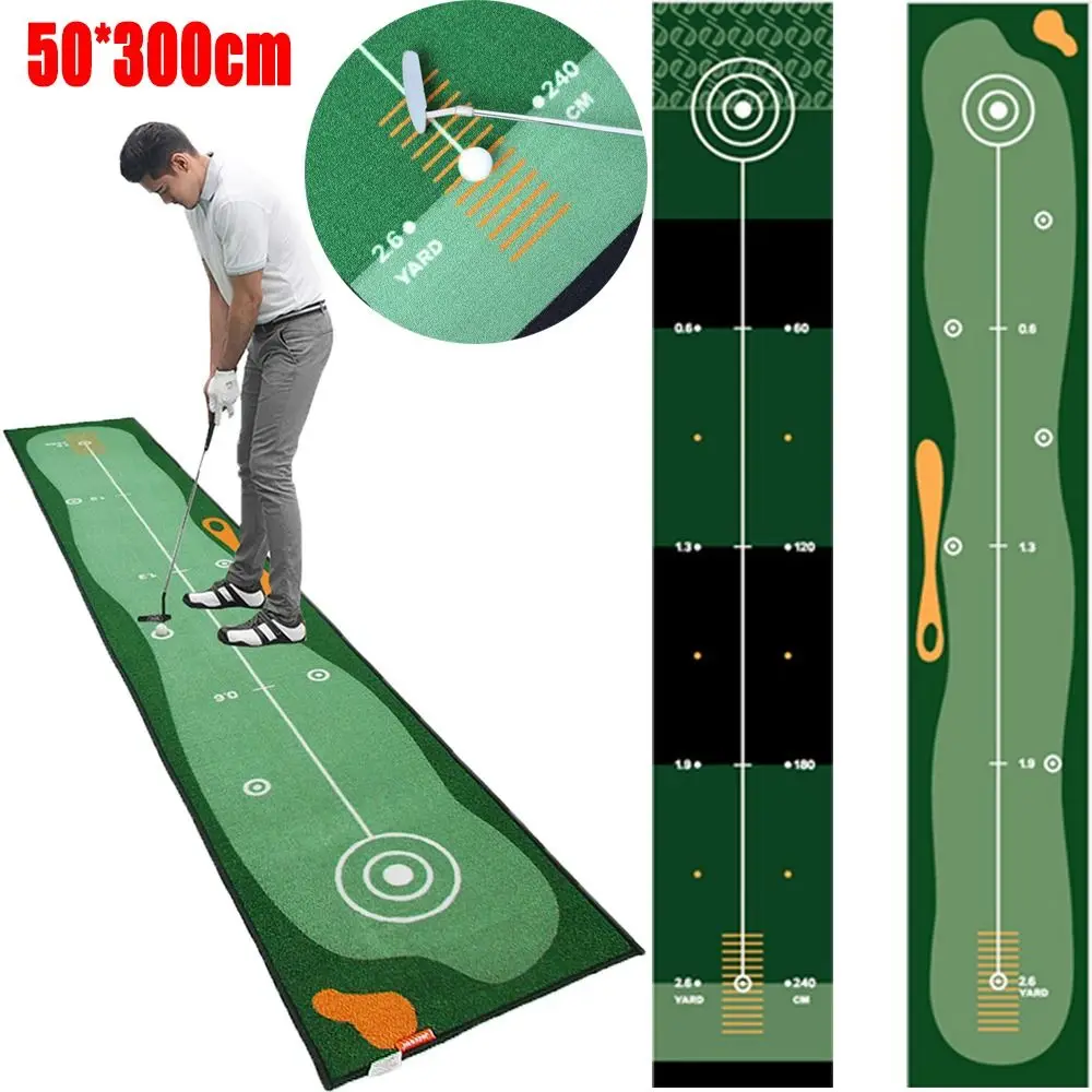 Foldable Golf Putting Practice Mat Anti-Slip Lightweight Golf Putting Green Blanket Durable 50X300cm Golf Hitting Mat Indoor