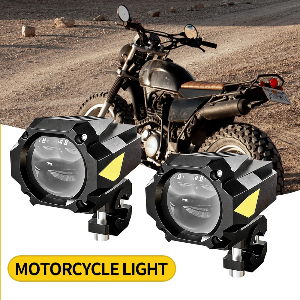 

1/2PCS Super Bright Motorcycle LED Explorers Headlight Projector Fisheye Lens LED Moto Fog Auxiliary Motorcycle Headlight