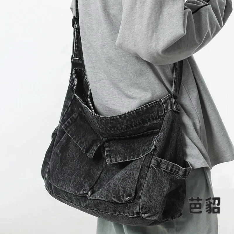 Retro Simple Denim Bag Artistic Cool Versatile Single Shoulder Canvas Bag Women Large Capacity Casual Bag Women's Bag