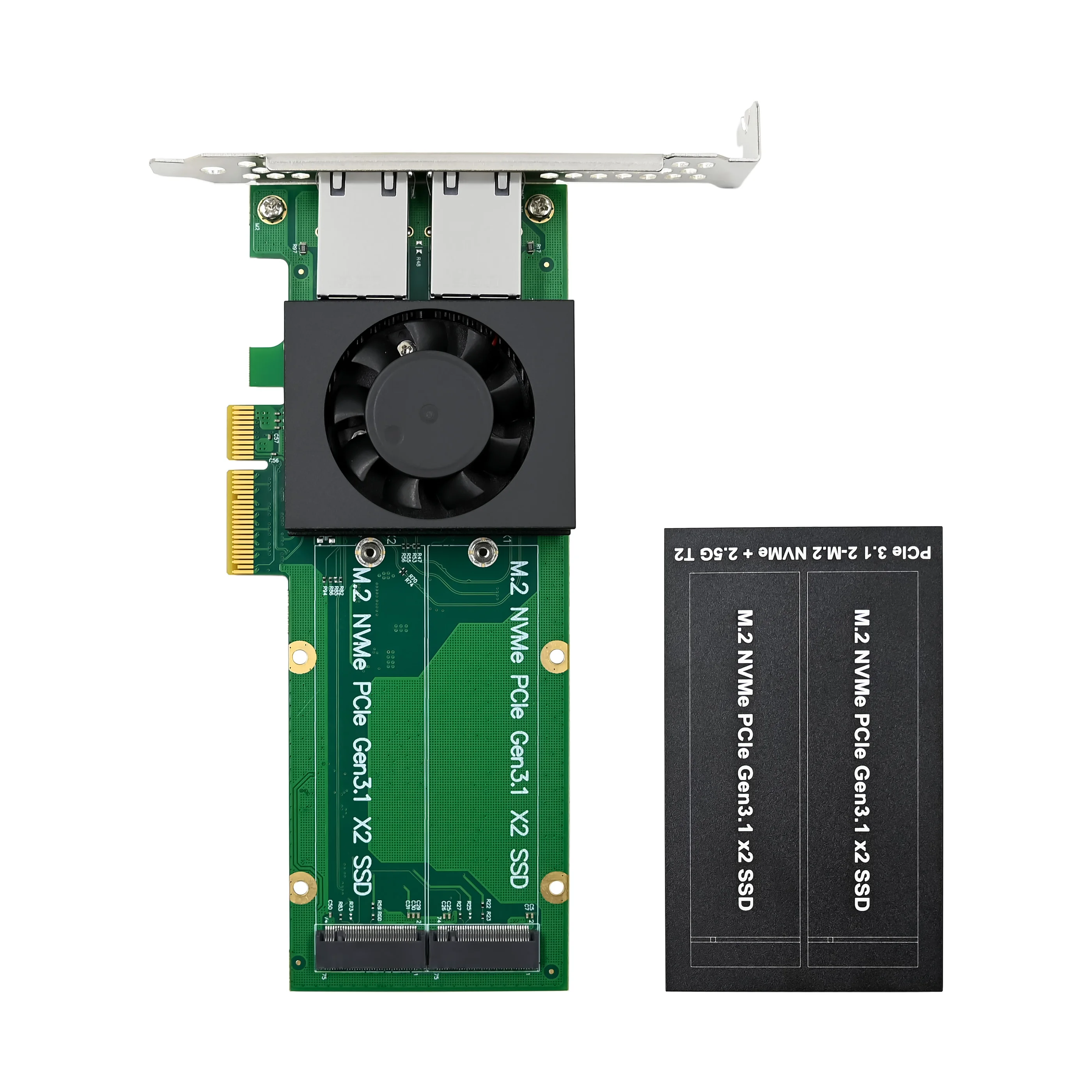 Sunweit ST5114 PCIe X8 ASM2812&I226 2.5G 1000Mbps RJ45 T2 إلى LAN مع محول 2 NVMe SSD #5