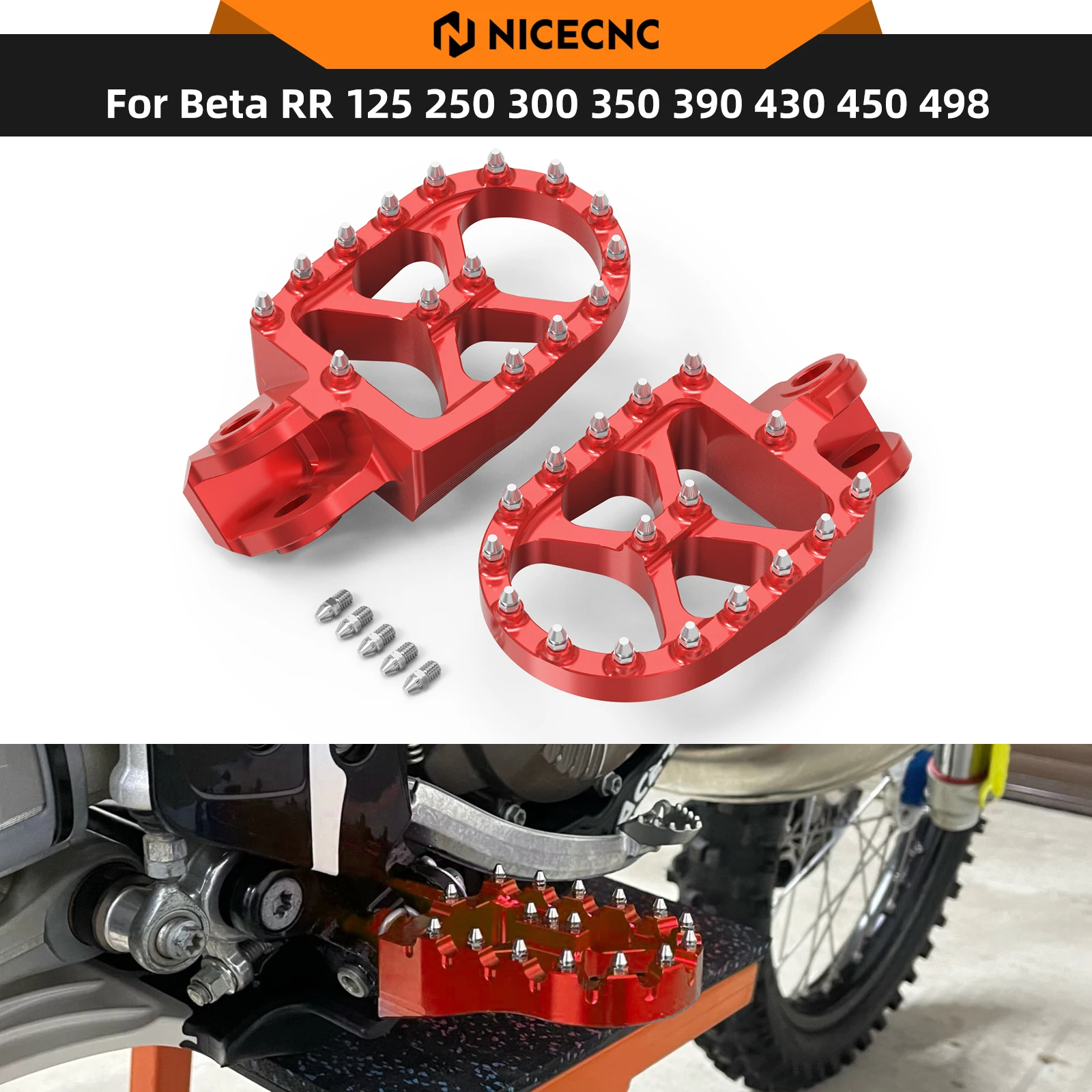 NICECNC For Beta RR 300 RR 250 2013-2019 Footrests Footpeg Pin Foot Pegs Rests Pins RR 350 390 400 430 450 480 498 520 2006-2019