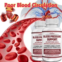 Blood Pressure Support Supplement - Heart, Cholesterol, Cardio - 13 Vitamins with Vitamins C B6 & B12, Hawthorn & Olive Leaf