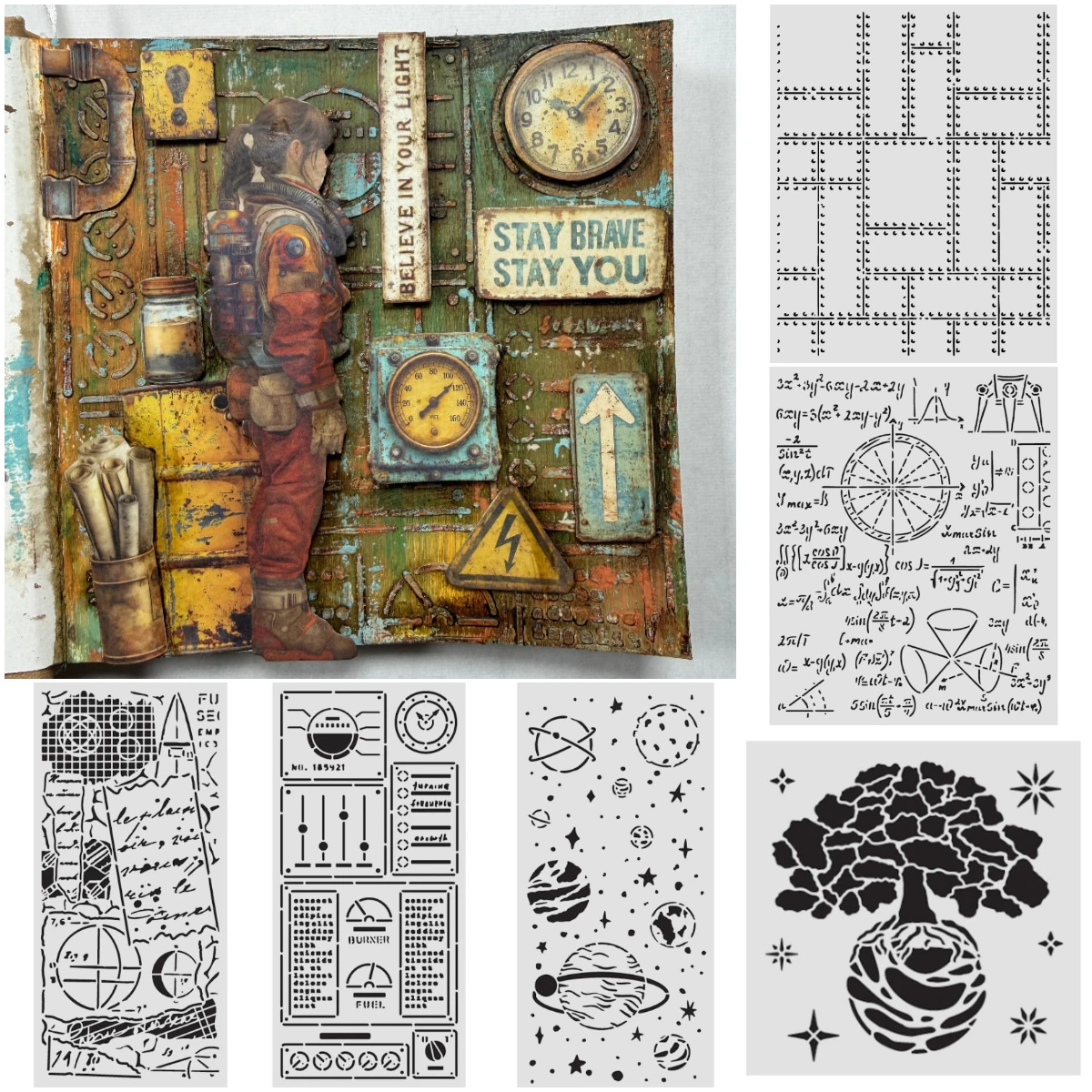 

The World Tree Planetary Layering Stencils Painting diy Scrapbook Coloring Embossing Paper Card Album Craft Decorative Template