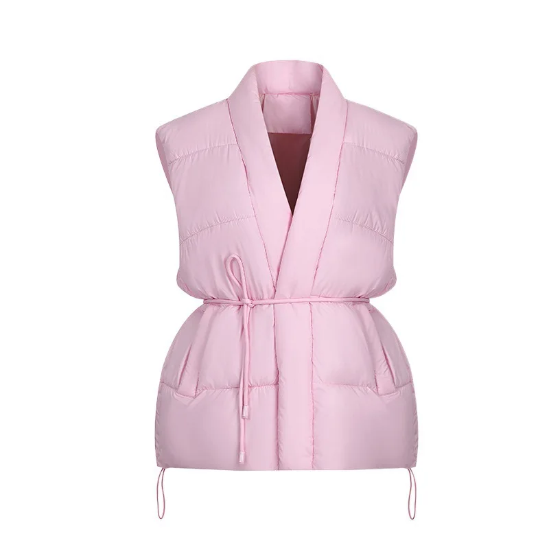 Cotton Vest Women Autumn Winter Jacket 2026 New Korean Waist Cardigan Female Wear Warm Sleeveless Jacket Waistcoat Chaleco Mujer