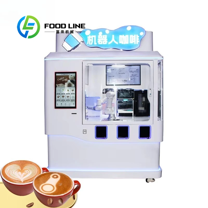 

Customized AI New Robot Coffee Shop Vending Machine 24H Unmanned Sales Freshly Ground Coffee with Latte Art Function