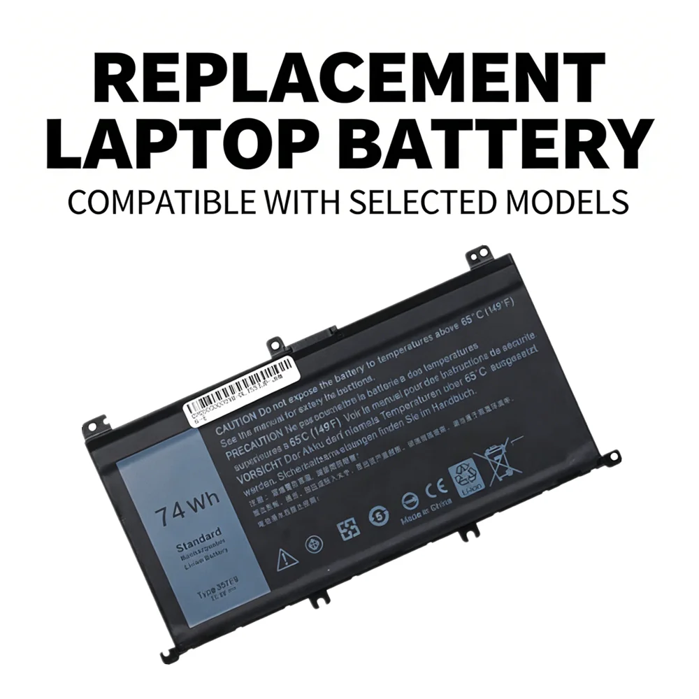 `357F9 Laptop Battery 11.4V 74Wh For Dell Inspiron 15 7557 7559 7566 7567 5576 5577 INS15PD Replace 71JF4 0GFJ6 P65F P57F`