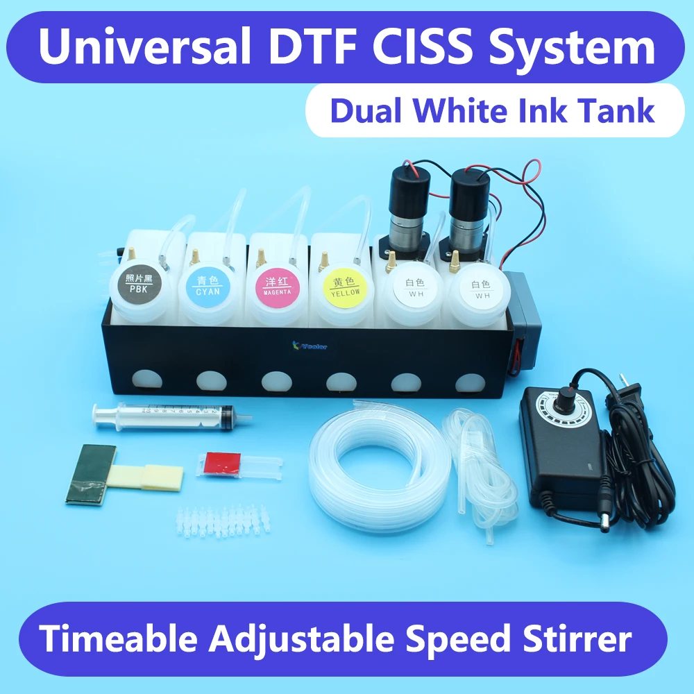 Universal DTF CISS Dual White Ink Tank Shake For Epson Convert Kit DTF Printer L18050 L8050 ET8550 XP15000 L1800 L805 Ink System