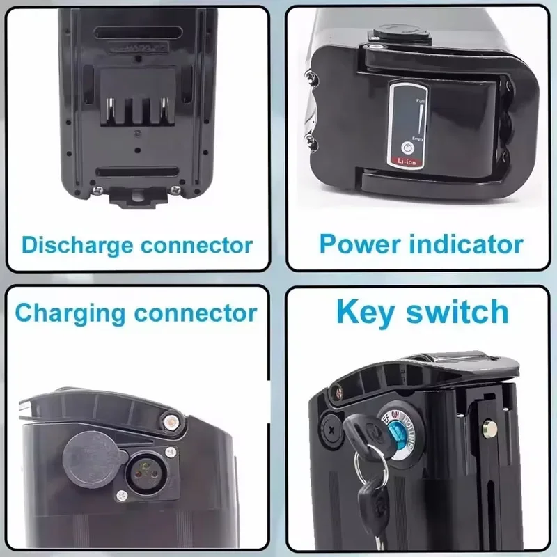 Lithium Rechargeable Battery 36V/48V 17AH-20AH 18650 BMS Integrates The Bafang Silverfish 750W 1000W Engine Kit with 2A Charger.