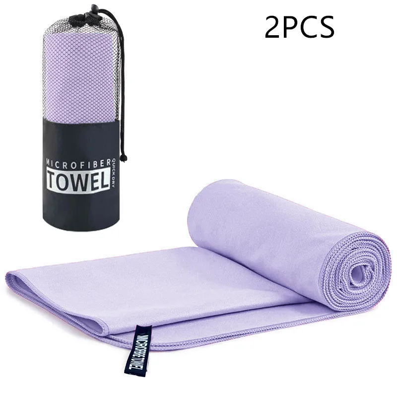 Toalla de secado rápido para exteriores, 2 uds., adecuada para acampar al aire libre, fitness, natación, playa, ligera y suave, agradable para la piel