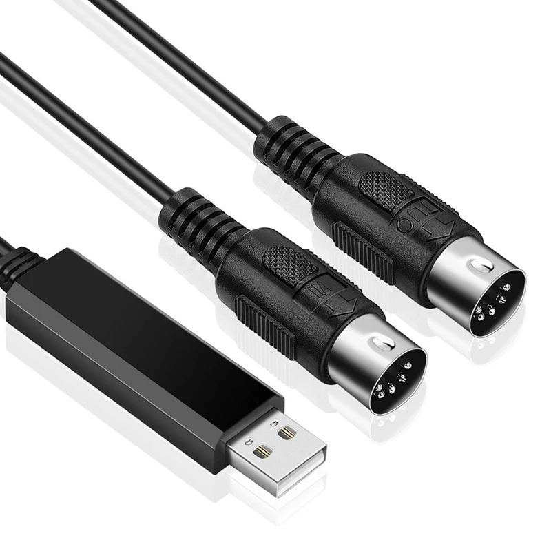 USB MIDI Cable Converter USB Interface To In-Out MIDI Cord Works For PC Laptop To Piano Keyboard In Music Studio 6.5Ft