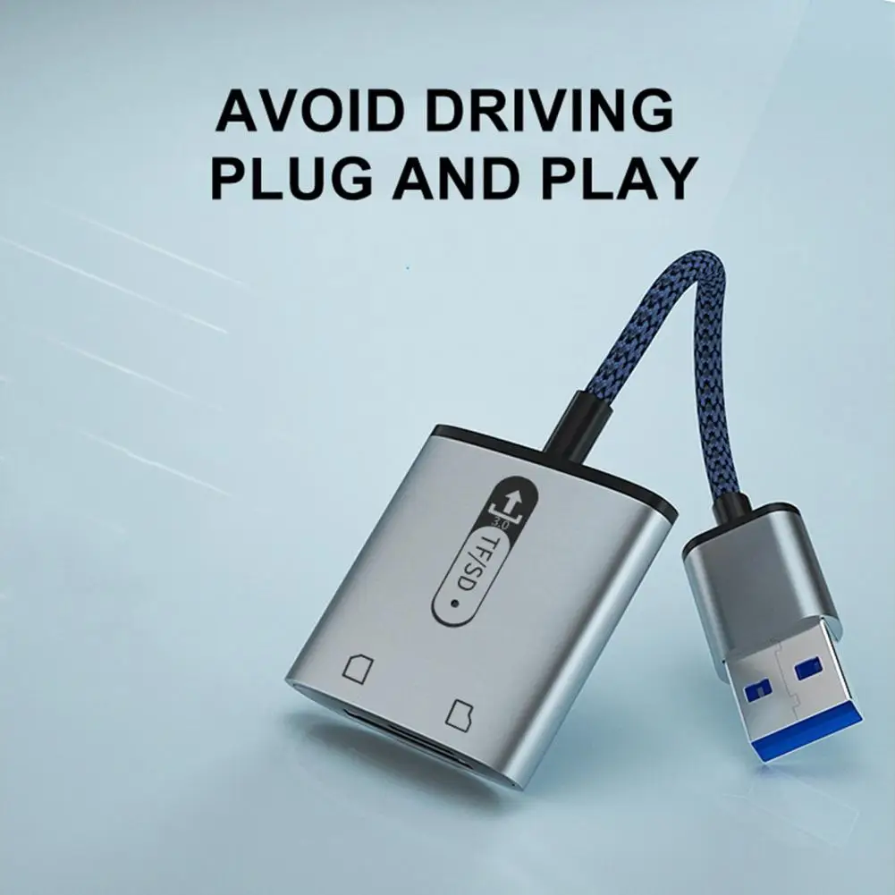 TF Card Reader Plug And Play Dual Slot USB 3.0 High Speed Data Transmission 2 in 1 Camera Memory Card Reader Computer Accessorie