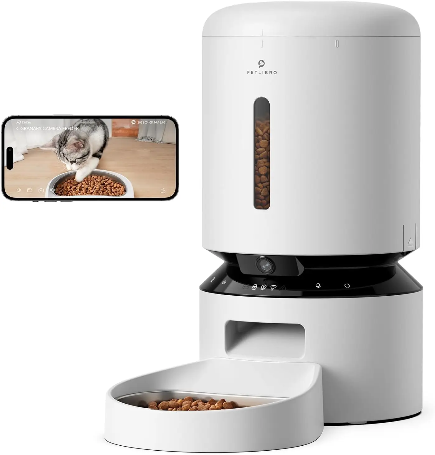 PETLIBRO Automatic Cat Feeder with Camera,  Low Food & Blockage Sensor, Motion & Sound Alerts for Cat & Dog Single Tray