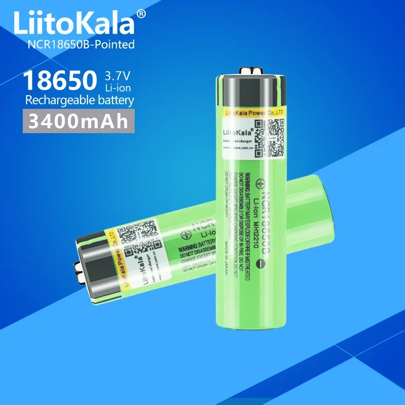 1-20PCS LiitoKala 34B Ponited 3.7V 18650 3400mah New Original NCR18650B 3000 3400 Rechargeable Li-ion battery for for Flashlight