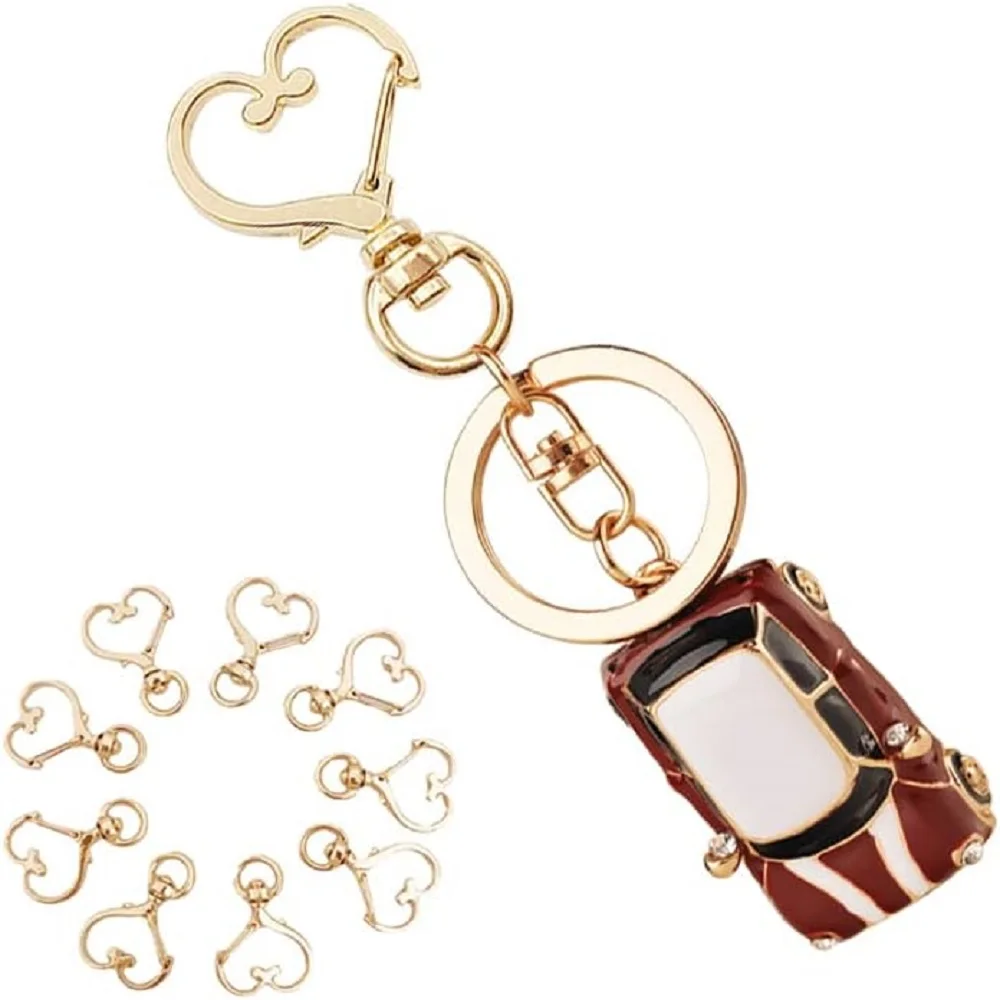 5/15/30Pcs Heart Shaped Swivel Snap Hooks Metal Lobster Clasp Keychain Flat Key Ring for Lanyard Charms Jewelry DIY Crafts Gift image 5