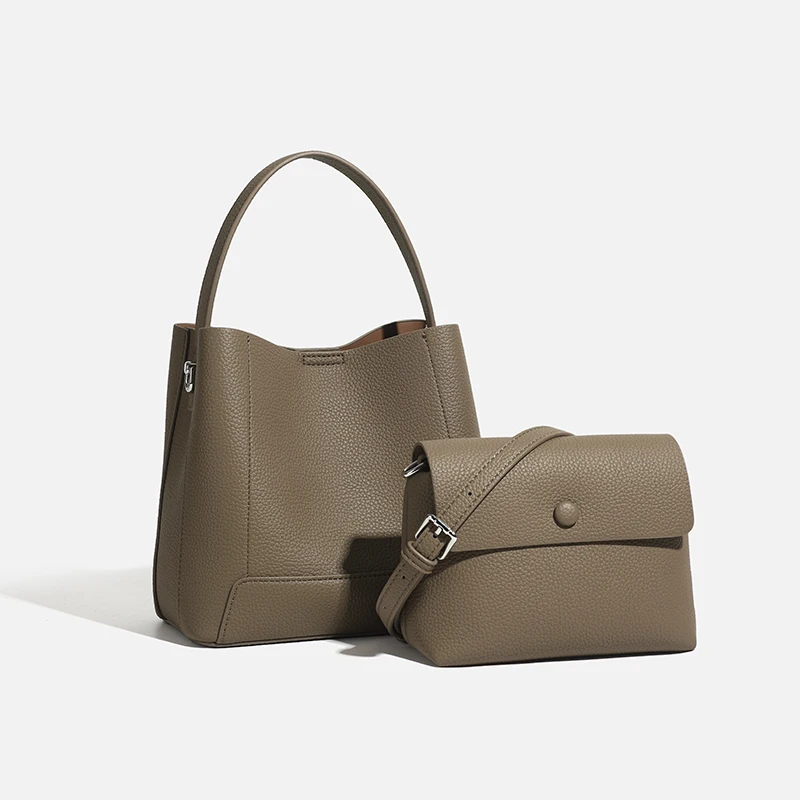 

Women's bag клатч женский sac à main femme 2pcs pebbled bucket set top handle large bag detachable mini crossbody minimalist pur