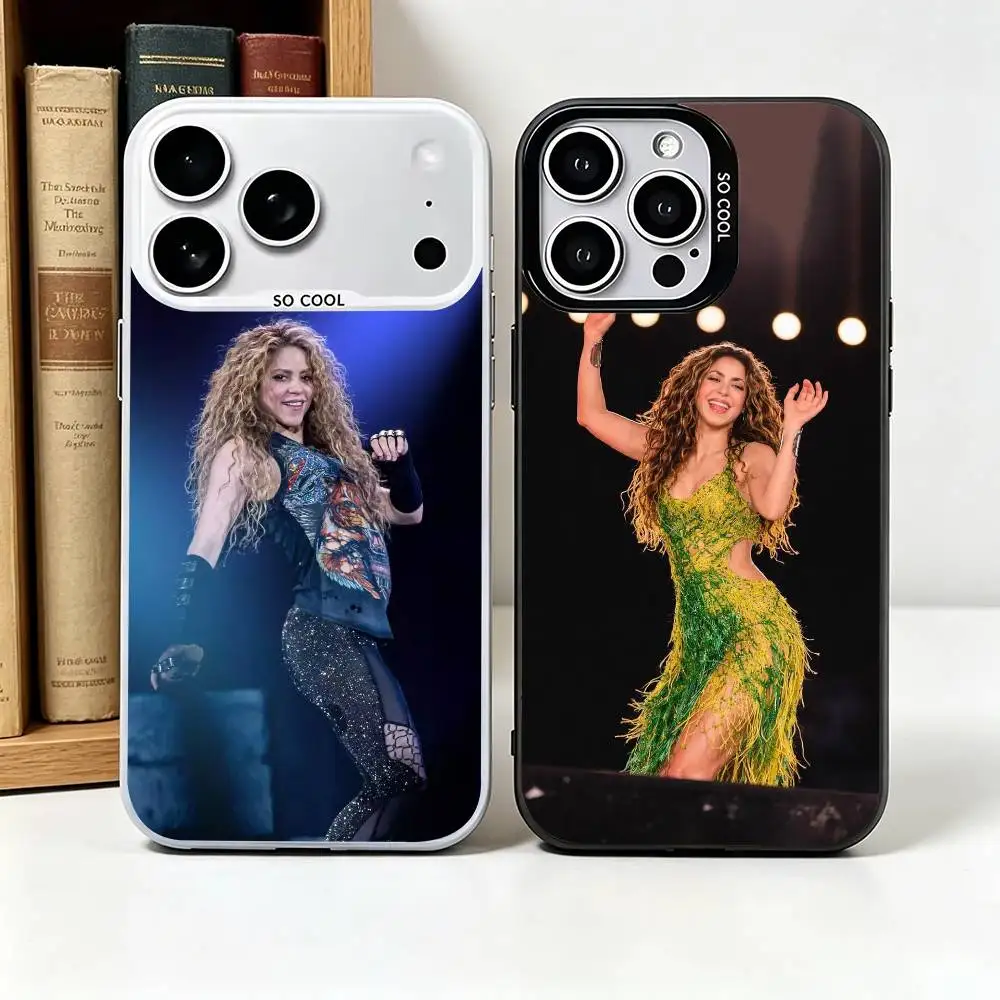 Popular S-Shakira-A For iPhone 17 16 15 14 13 12 11 Pro Max XS  17 Air Silicone Colored Silver Bumper Cover