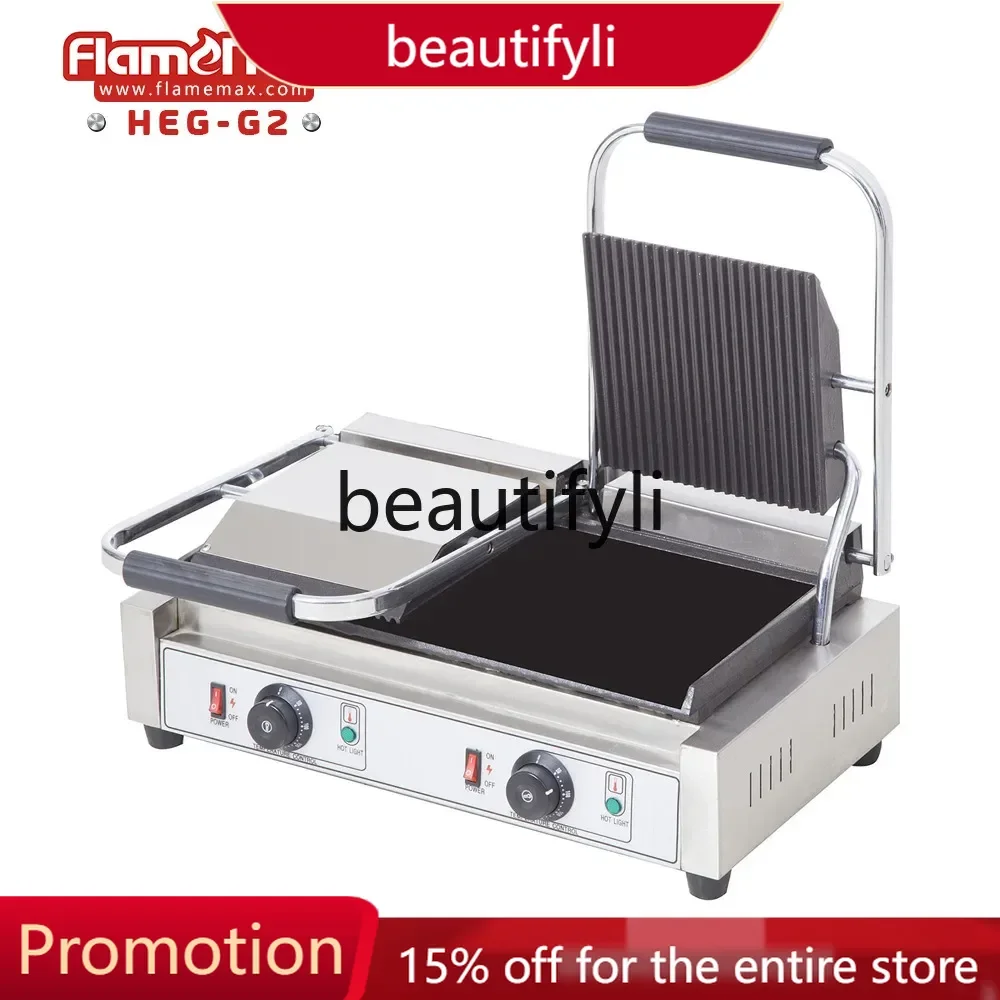 

A61 Single and Double Head Griddle Commercial High Power Grooved Electric Sandwich Single Press Plate Thickened