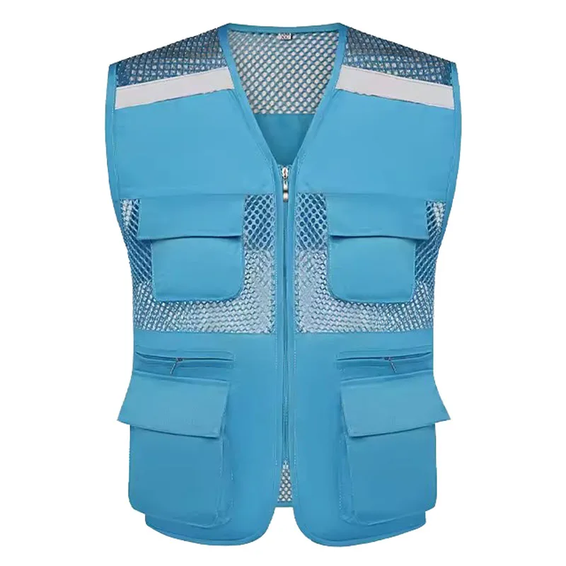 Tool Vest with Breathable Mesh Tool Pockets and Reflective Stripes Heavy Duty Work Vest for Carpenter and Construction Worker