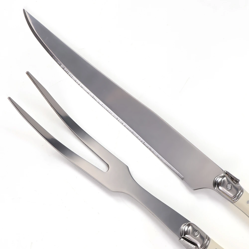Jaswehome Stainless Steel 2pcs Western Fruit Salad Fork Dinner Knife Set Steak Knife Roast Meat Knife Restaurant Serving Tools