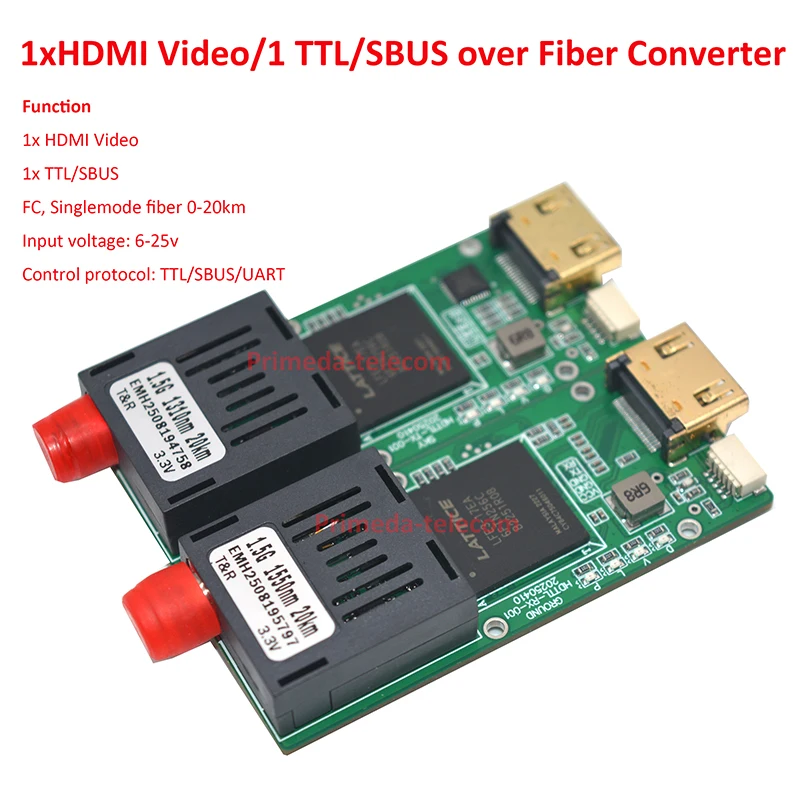 

1 HDMI Video 1 TTL UART SBUS Fiber Optical Module FC 20Km High Speed TTL Anti-interference for FPV drone