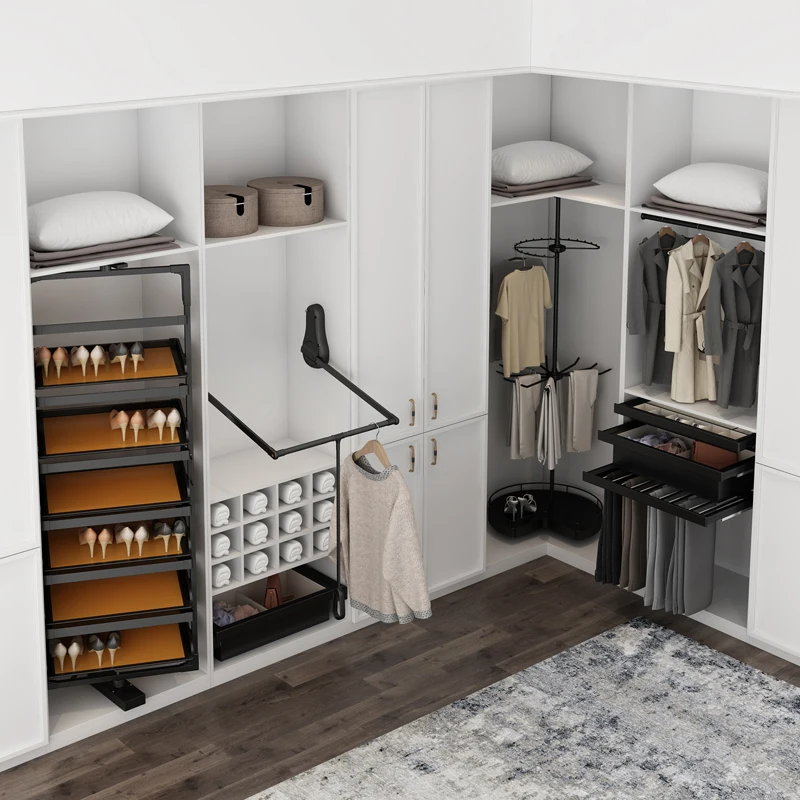 Rotating shoe rack in the cabinet 360-degree telescopic push-pull shoe storage shoe cabinet hardware accessories customization