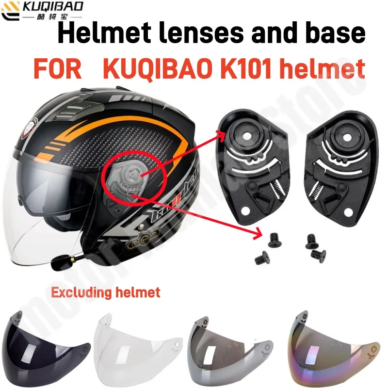 Helmet Accessories Suitable for KUQIBAO K101 Half Helmet Lens Base with Screws and UV Resistant Colored Lenses