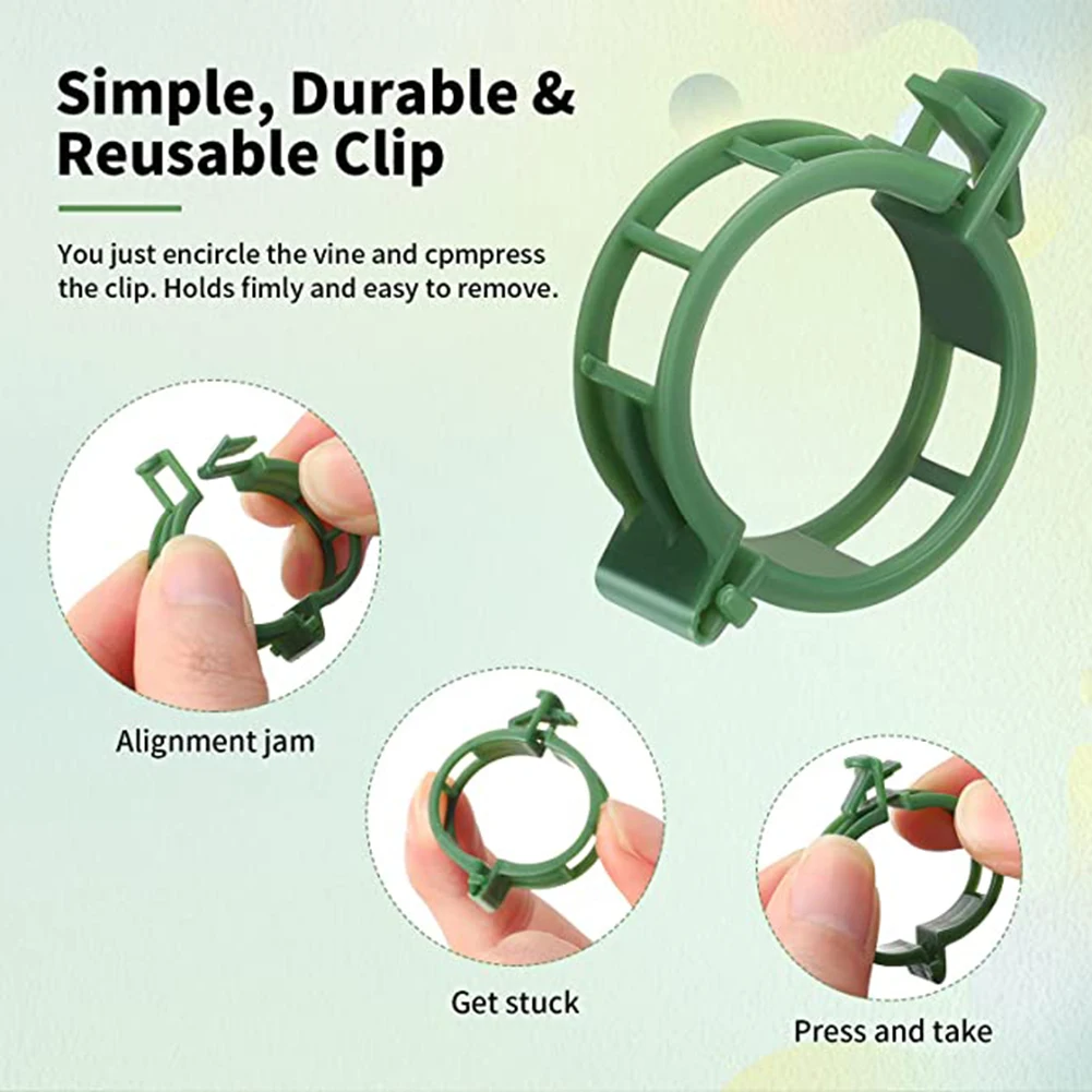 100 PCS Plant Support Clips Plastic Ties Trellis Stake Clips Garden Veggie Tomato Greenhouse Holder For Garden Tools Accessories